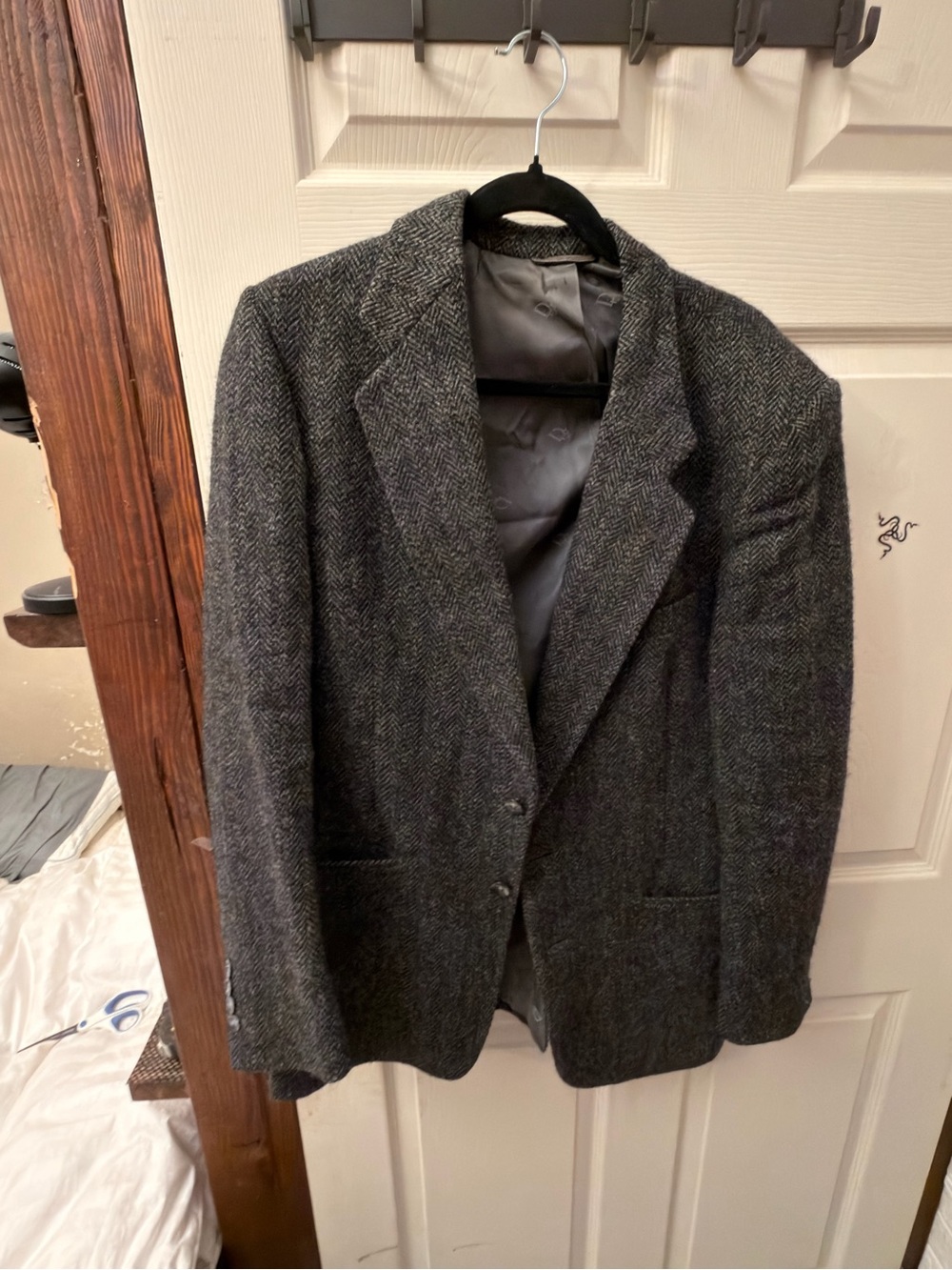 Dior Men's Charcoal Herringbone Blazer - Dark Gray